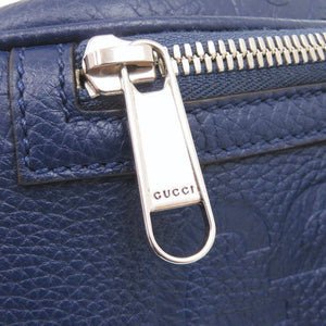 新品同様 グッチ GG 825964 レザー ブルー ボディバッグ ウエストバッグ 青 1233【中古】GUCCI