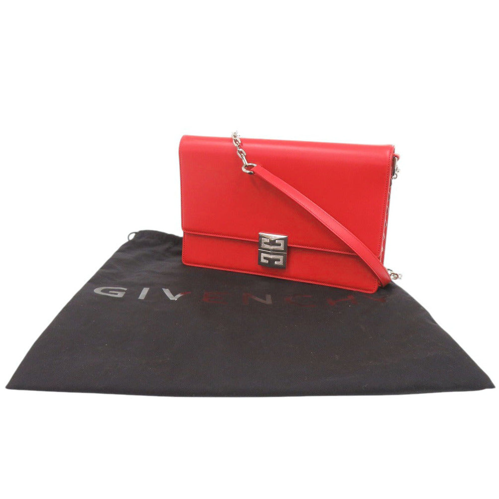 新品同様 ジバンシィ 4G レザー レッド チェーンショルダーバッグ 赤 1238【中古】GIVENCHY