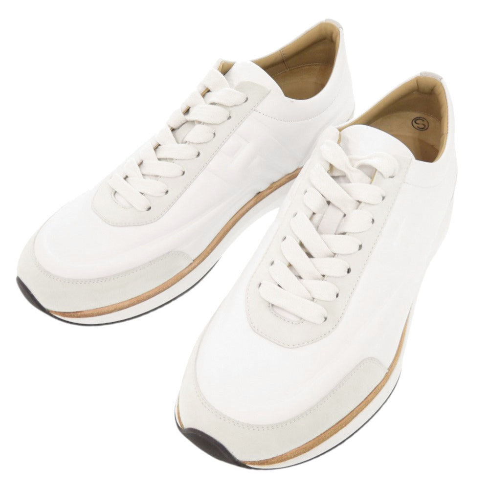 未使用 エルメス EASY イージー サイズ40 1/2 カーフ シェーヴルヴェロア ホワイト スニーカー 1240【中古】HERMES メンズ