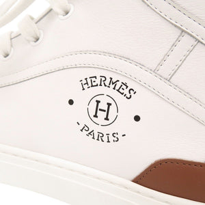 未使用 エルメス ゲットアップ ハイカット サイズ40.5 レザー ホワイト ブラウン スニーカー 1244【中古】HERMES メンズ