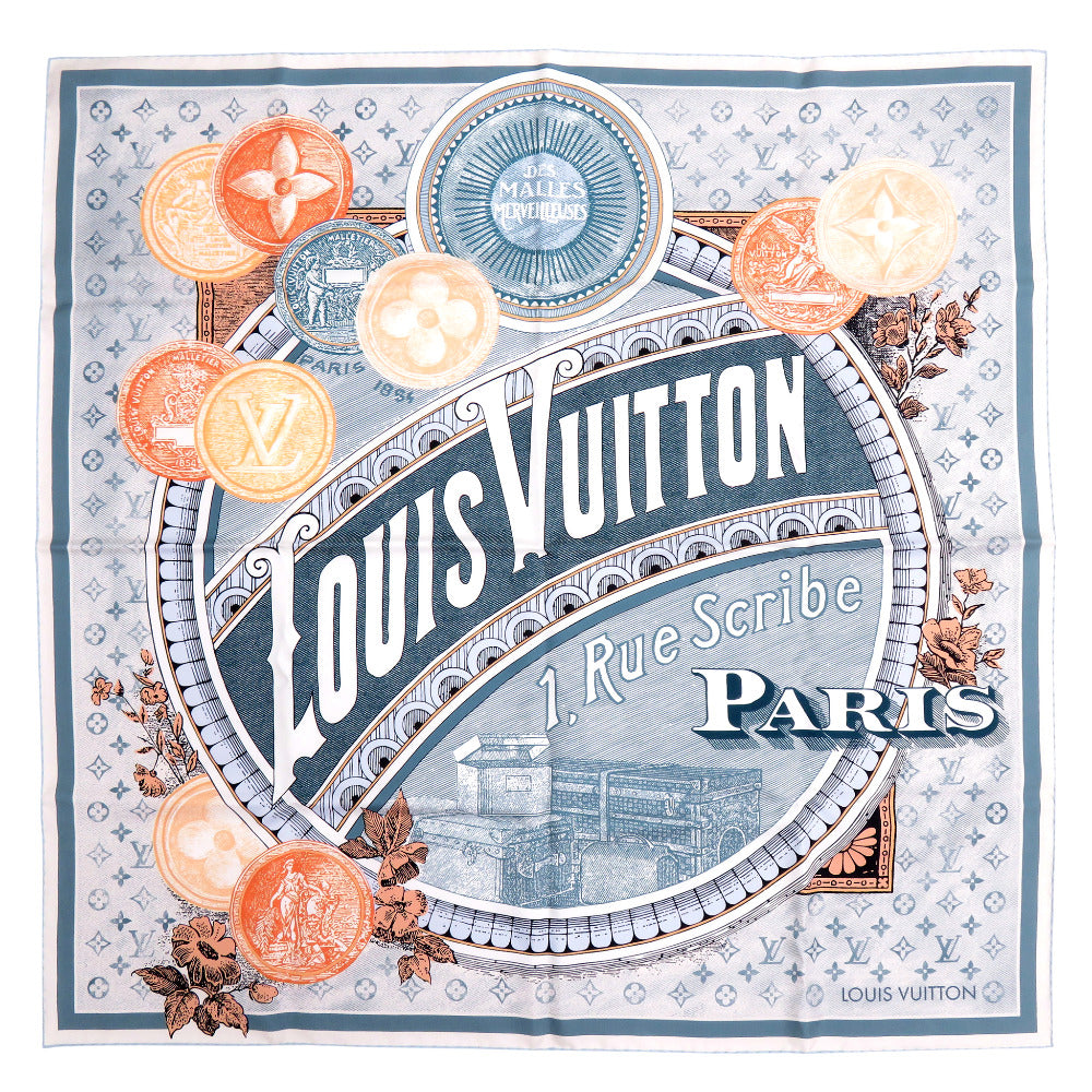 新品同様 ルイ ヴィトン カレ90 マル メルヴェイユーズ M79862 シルク ブルー LV スカーフ 1246【中古】LOUIS VUITTON