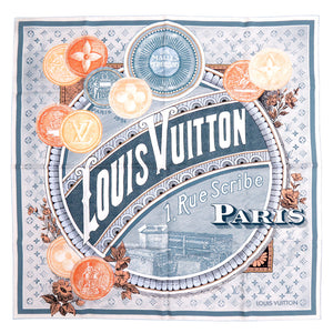 新品同様 ルイ ヴィトン カレ90 マル メルヴェイユーズ M79862 シルク ブルー LV スカーフ 1246【中古】LOUIS VUITTON