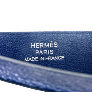 新品同様 エルメス ポワソン カードケース シェーブルミゾール ネイビー 水色 グリーン 1252【中古】HERMES