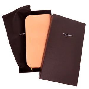 美品 サンローランパリ ラウンドファスナー 326599 534563 長財布 カーフ サーモンピンク 1253【中古】SAINT LAURENT PARIS