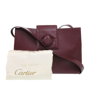 美品 カルティエ マストライン レザー ボルドー ショルダーバッグ 赤 1288【中古】CARTIER