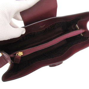 美品 カルティエ マストライン レザー ボルドー ショルダーバッグ 赤 1288【中古】CARTIER