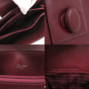 美品 カルティエ マストライン レザー ボルドー ショルダーバッグ 赤 1288【中古】CARTIER