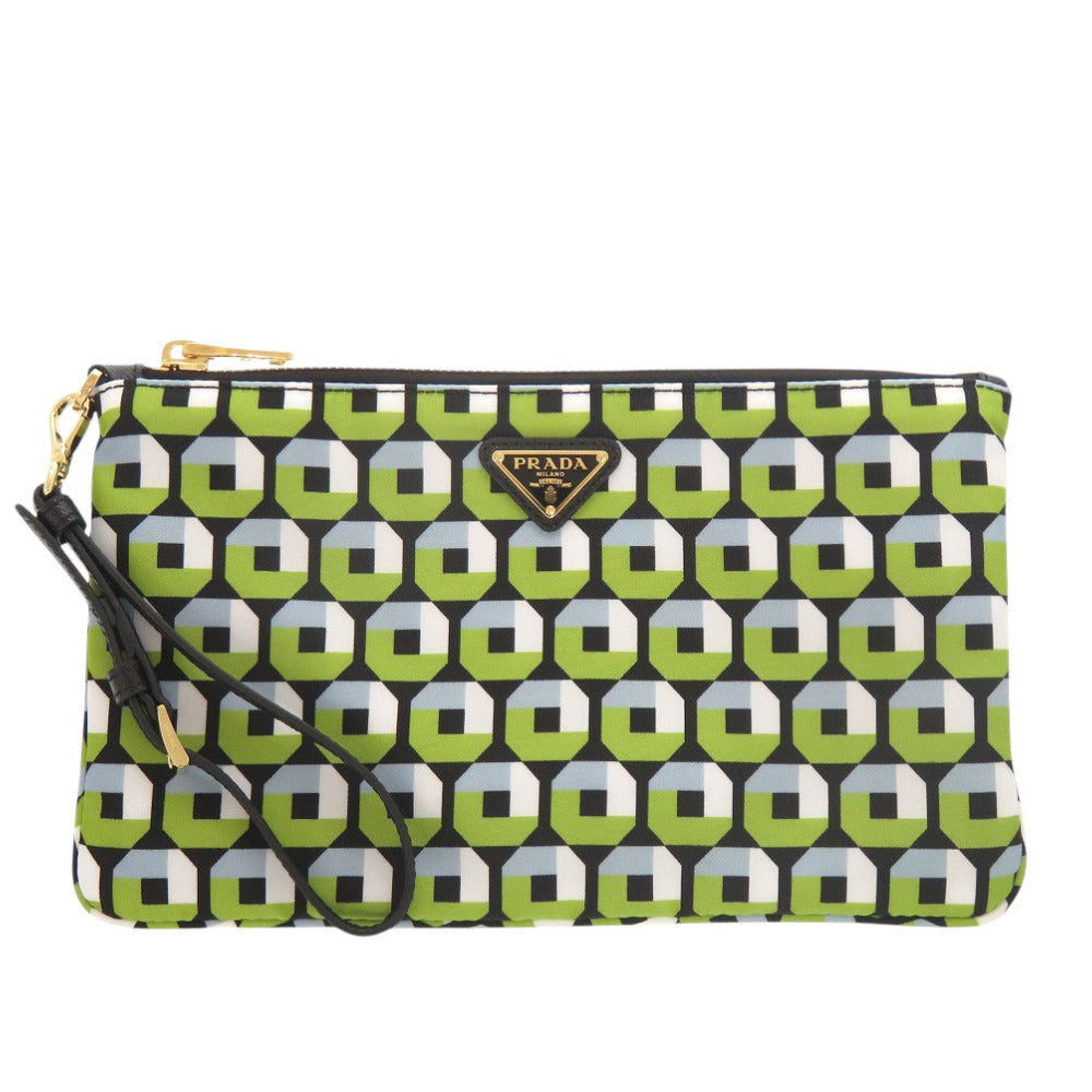 新品同様 プラダ ナイロン グリーン ポーチ 緑 1289【中古】PRADA