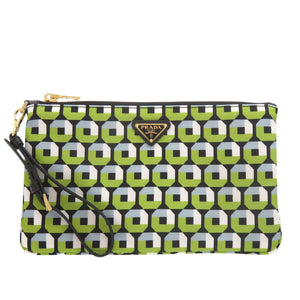 新品同様 プラダ ナイロン グリーン ポーチ 緑 1289【中古】PRADA