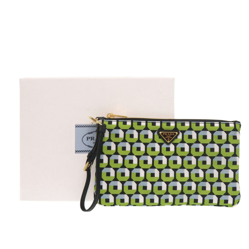 新品同様 プラダ ナイロン グリーン ポーチ 緑 1289【中古】PRADA