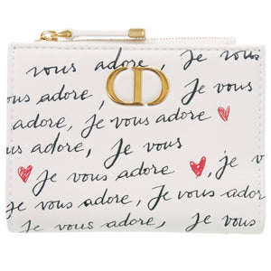 新品同様 ディオール カロ ダリアウォレット ハート レザー ホワイト 二つ折り財布 白 1344【中古】Dior