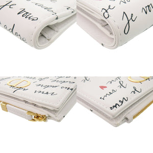 新品同様 ディオール カロ ダリアウォレット ハート レザー ホワイト 二つ折り財布 白 1344【中古】Dior