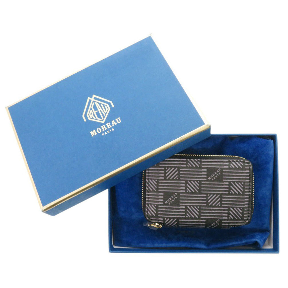 未使用 モロー パリ ジップ ミニ ウォレット レザー ブラック コインケース 財布 黒 1345【中古】MOREAU PARIS メンズ
