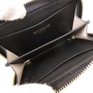未使用 モロー パリ ジップ ミニ ウォレット レザー ブラック コインケース 財布 黒 1345【中古】MOREAU PARIS メンズ