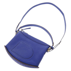 新品同様 デルボー パン スウィング レザー ブルー 2WAY ハンドバッグ ショルダーバッグ 青 1361【中古】DELVAUX