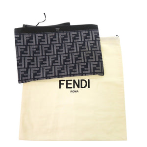 フェンディ ズッカ柄 7N0134 キャンバス レザー ネイビー ブラック クラッチバッグ 1368【中古】FENDI