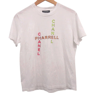 美品 シャネル ファレル ウィリアムス Pharrell Williams ビーズロゴ P61052 サイズS 半袖Ｔシャツ コットン ホワイト ピンク イエロー オレンジ 白 1393【中古】CHANEL