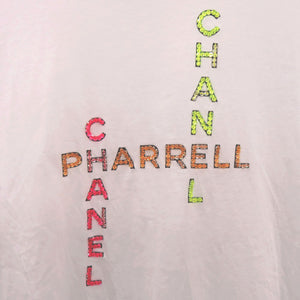 美品 シャネル ファレル ウィリアムス Pharrell Williams ビーズロゴ P61052 サイズS 半袖Ｔシャツ コットン ホワイト ピンク イエロー オレンジ 白 1393【中古】CHANEL