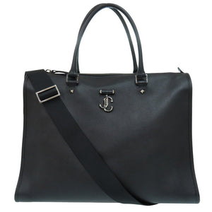 美品 ジミーチュウ 2WAY WEBB TOP HANDLE レザーバッグ ハンドバッグ レザー ブラック ショルダーバッグ 黒 1401【中古】JIMMY CHOO メンズ
