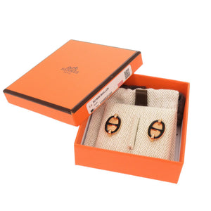 新品同様 エルメス ミニ マイヨン ピアス ローズゴールド金具 ブラック ピアス アクセサリー 黒 1401 【中古】 HERMES