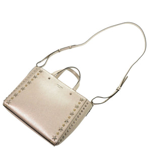 美品 ジミーチュウ ペガシ スタースタッズ レザー ゴールド 2way ハンドバッグ 1402【中古】JIMMY CHOO