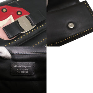 美品 サルヴァトーレフェラガモ 21G659 ヴァラリボン てんとう虫 レザー ブラック ショルダーバッグ 黒 1442【中古】Salvatore Ferragamo