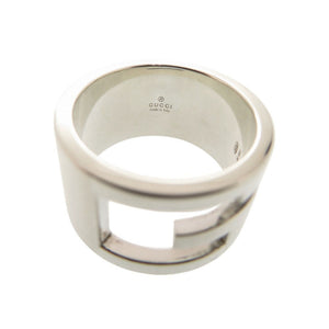 美品 グッチ ブランデッド カットアウトG ワイド #16 シルバー925 リング 指輪 1444【中古】GUCCI