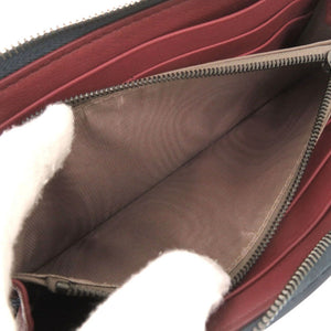 美品 ボッテガヴェネタ イントレチャート レザー ブルー ラウンドファスナー 長財布 1447【中古】BOTTEGAVENETA