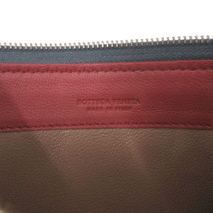 美品 ボッテガヴェネタ イントレチャート レザー ブルー ラウンドファスナー 長財布 1447【中古】BOTTEGAVENETA