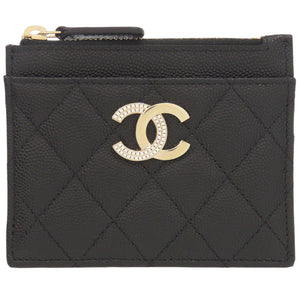 未使用 シャネル マトラッセ ココマーク AP3139 レザー ブラック フラグメントケース 財布 黒 1464【中古】CHANEL
