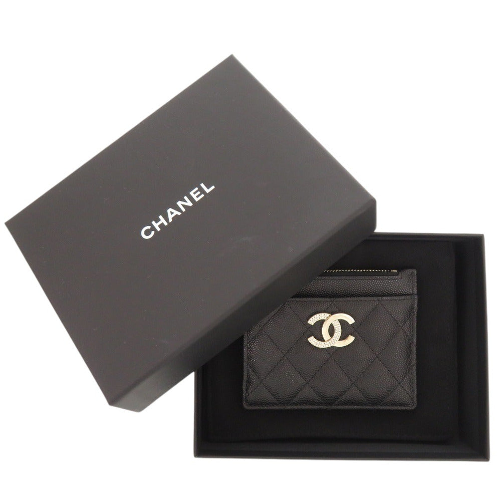 未使用 シャネル マトラッセ ココマーク AP3139 レザー ブラック フラグメントケース 財布 黒 1464【中古】CHANEL
