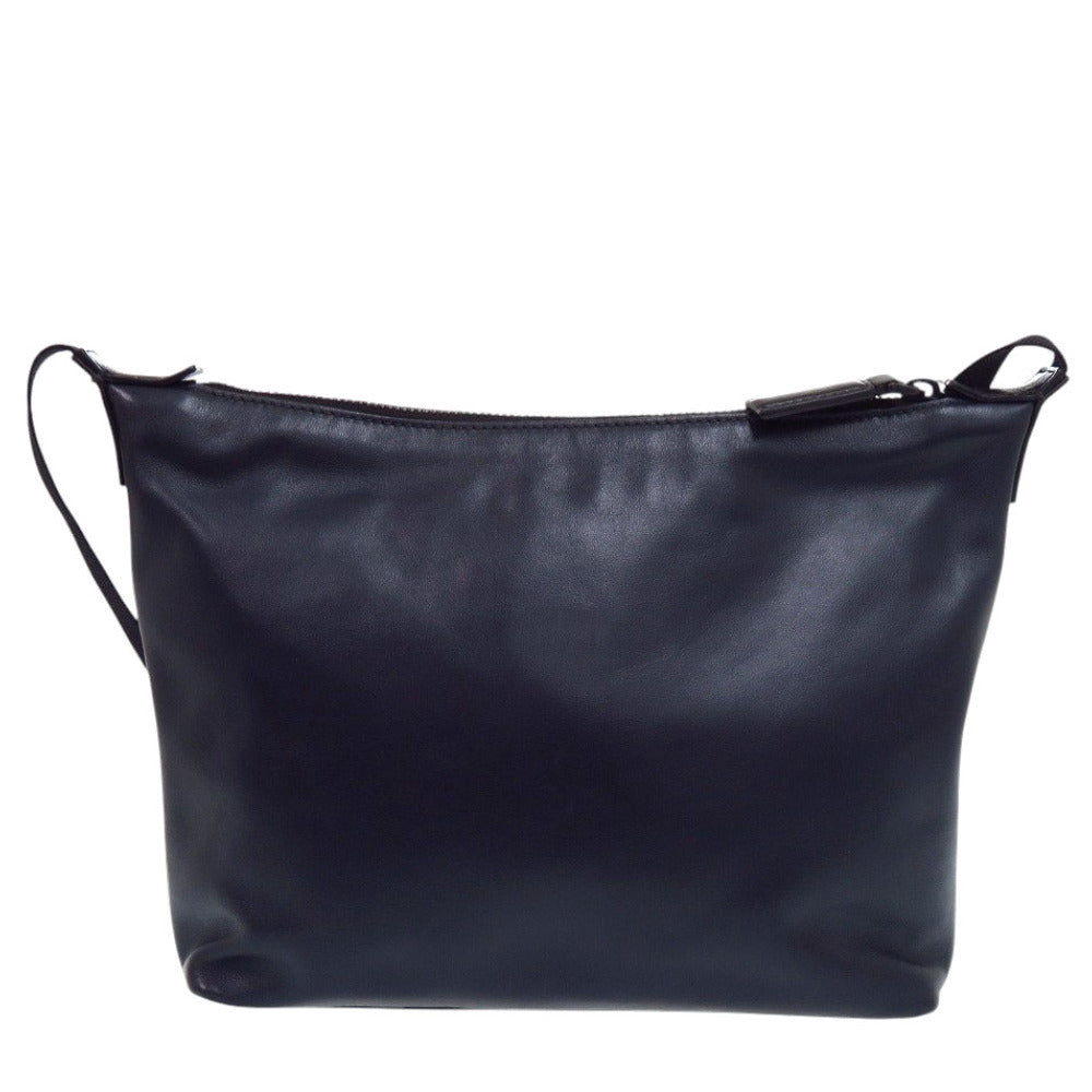 プラダ レザー トライアングルロゴ ネイビー グリーン ショルダーバッグ 1470【中古】PRADA