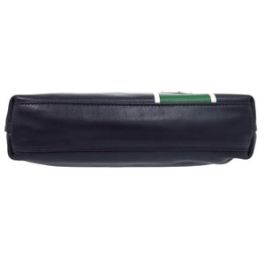 プラダ レザー トライアングルロゴ ネイビー グリーン ショルダーバッグ 1470【中古】PRADA