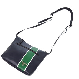 プラダ レザー トライアングルロゴ ネイビー グリーン ショルダーバッグ 1470【中古】PRADA