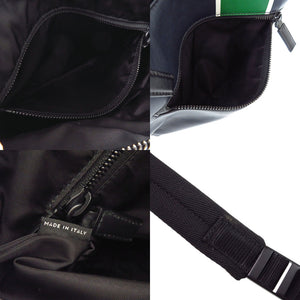 プラダ レザー トライアングルロゴ ネイビー グリーン ショルダーバッグ 1470【中古】PRADA