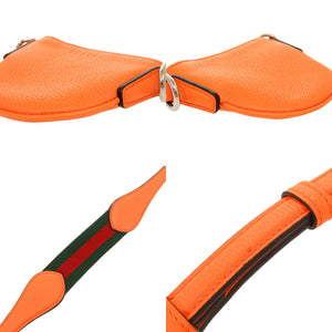 未使用品 グッチ ロゴ 821831 レザー オレンジ マイクロ ミニ ショルダーバッグ 1477【中古】GUCCI