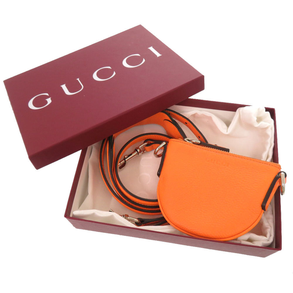 未使用品 グッチ ロゴ 821831 レザー オレンジ マイクロ ミニ ショルダーバッグ 1477【中古】GUCCI