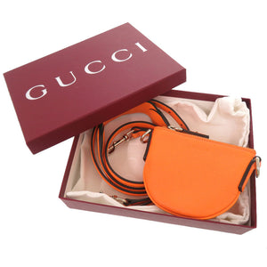 未使用品 グッチ ロゴ 821831 レザー オレンジ マイクロ ミニ ショルダーバッグ 1477【中古】GUCCI