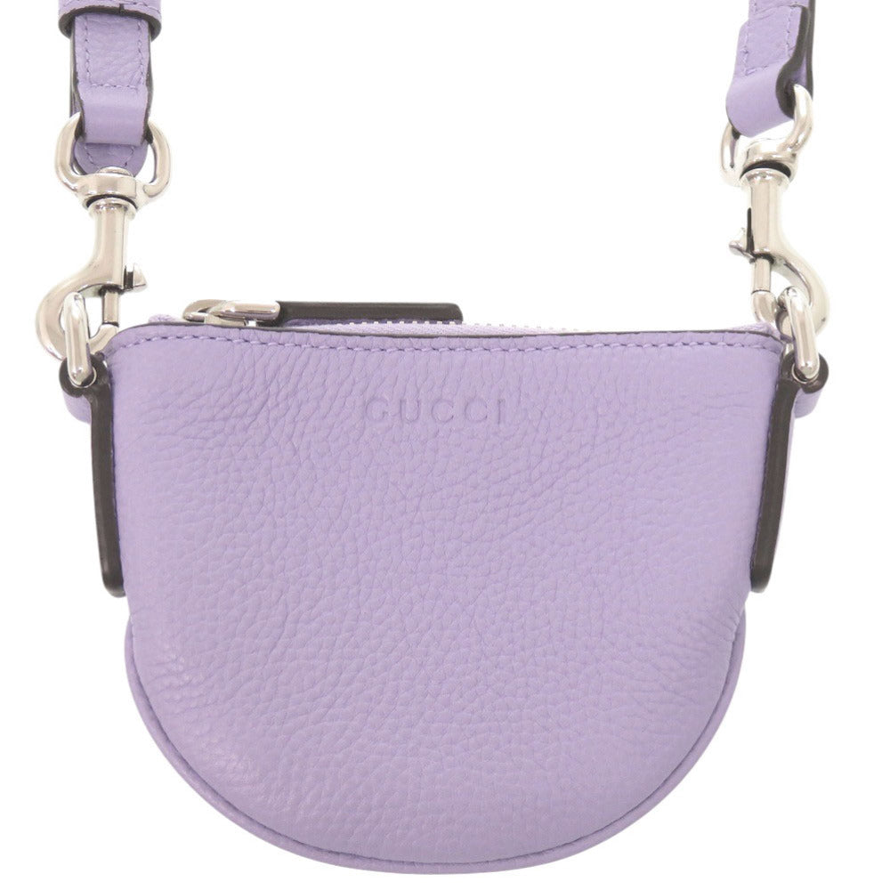 未使用品 グッチ ロゴ 821831 レザー パープル マイクロ ミニ ショルダーバッグ 紫 1478【中古】GUCCI