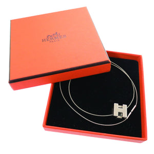 美品 エルメス カージュドアッシュ Hキューブ メタル ネックレス シルバー 1480【中古】HERMES