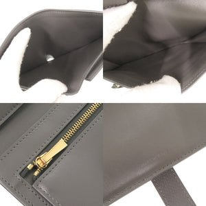 セリーヌ バイカラー ミディアムストラップ レザー グレー ピンク 二つ折り財布 1487【中古】CELINE