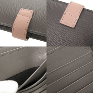 セリーヌ バイカラー ミディアムストラップ レザー グレー ピンク 二つ折り財布 1487【中古】CELINE