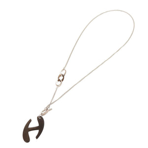 美品 エルメス シェーヌ ドゥ H メタル バッファローホーン シルバー ブラウン ネックレス ペンダント 1504【中古】HERMES