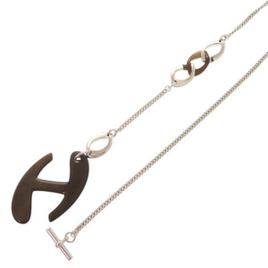美品 エルメス シェーヌ ドゥ H メタル バッファローホーン シルバー ブラウン ネックレス ペンダント 1504【中古】HERMES