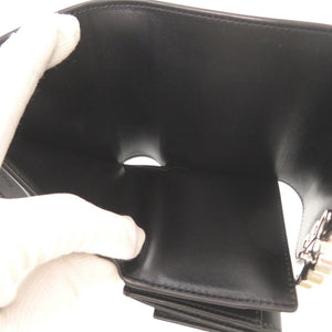 新品同様 セリーヌ スモール フラップウォレット トリオンフ レザー ブラック 三つ折り財布 黒 1518【中古】CELINE