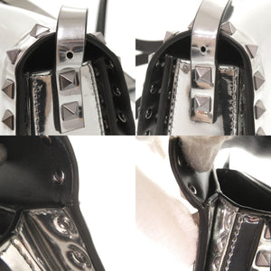 美品 ヴァレンティノ ガラヴァーニ ロックスタッズ パテントレザー シルバー ショルダーバッグ 1521【中古】Valentino Garavani
