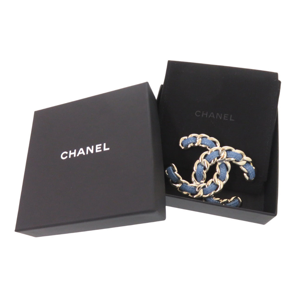 新品同様 シャネル ココマーク B25P ABF175 ブローチ デニム メタル ブルー 1527【中古】CHANEL