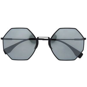 フェンディ オクタゴン ミラーレンズ FF0292/S 807T4 メタル ブラック サングラス 黒 1536【中古】FENDI