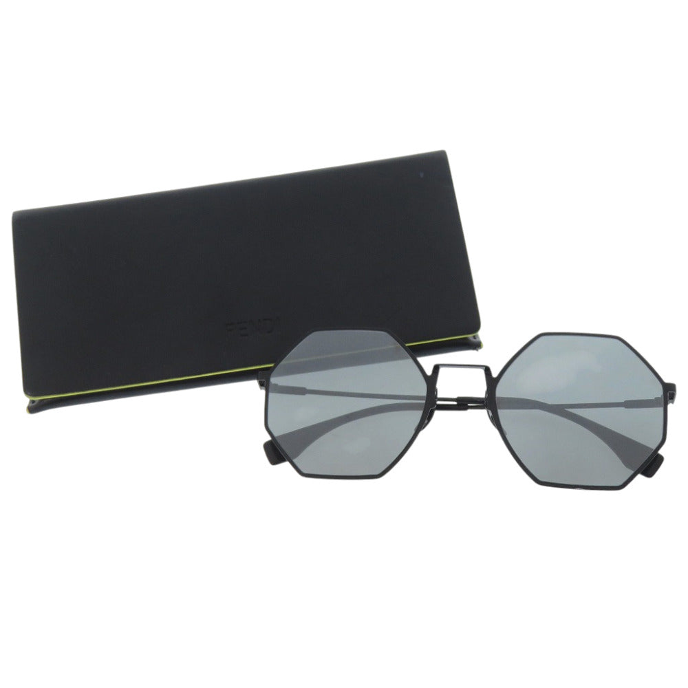 フェンディ オクタゴン ミラーレンズ FF0292/S 807T4 メタル ブラック サングラス 黒 1536【中古】FENDI