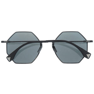 フェンディ オクタゴン ミラーレンズ FF0292/S 807T4 メタル ブラック サングラス 黒 1536【中古】FENDI
